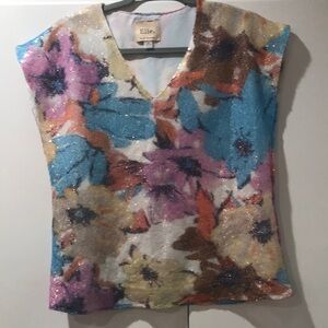 Elie Tahari Women's Floral Sequin Top - Multicolor S/P